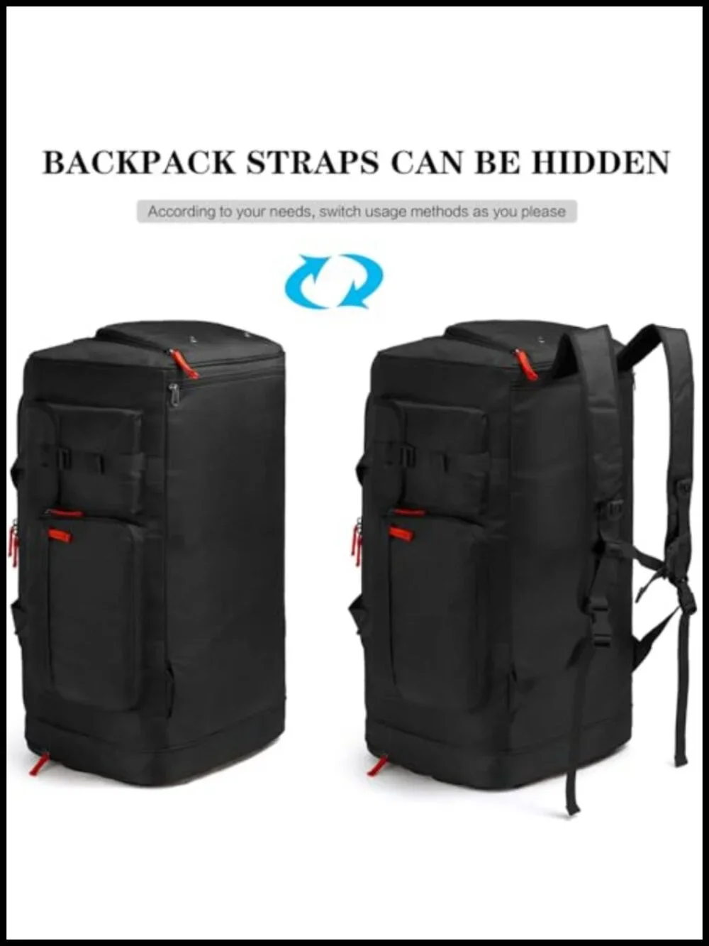 70L Waterproof Travel Duffel Backpack with Shoes Compartment - Heavy Duty Gym